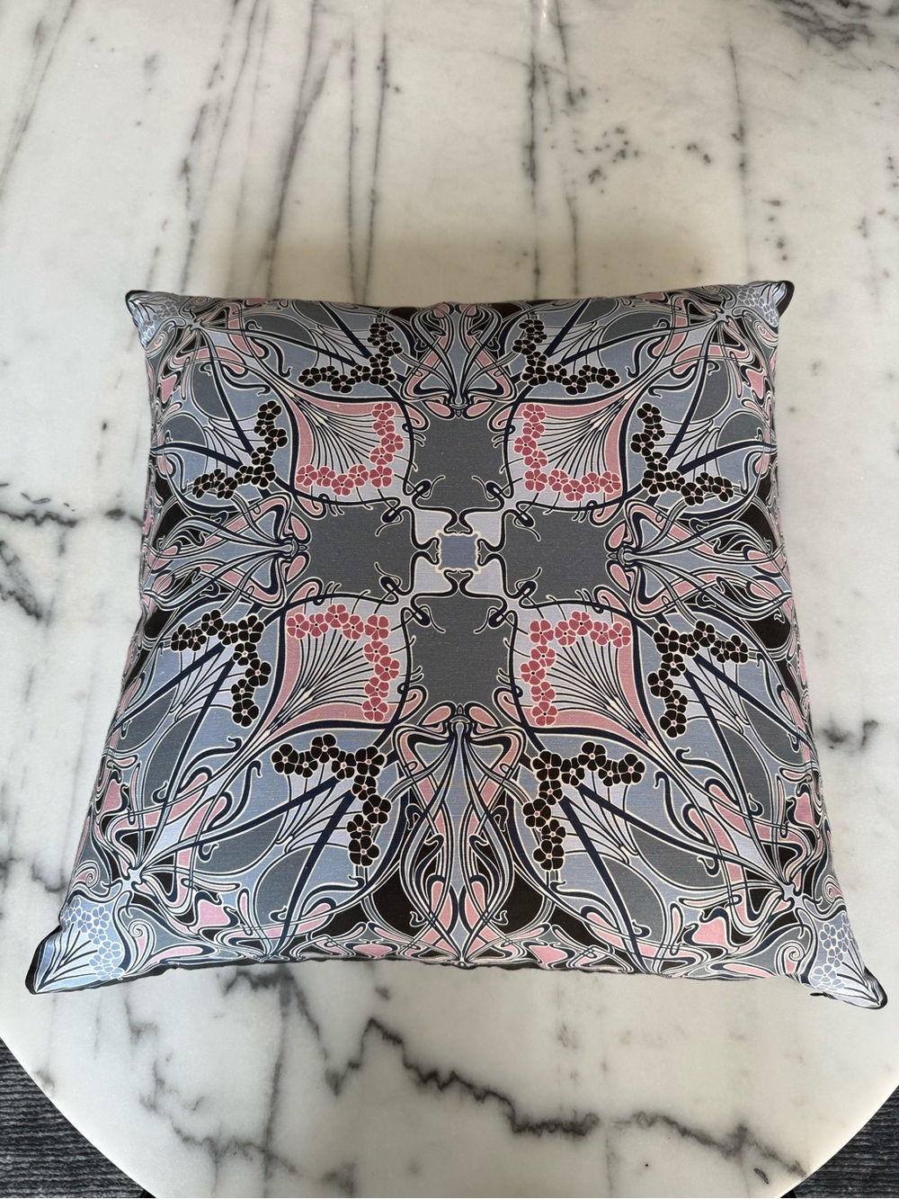 Liberty of London Blue and Pink Art Nouveau Floral Pillow